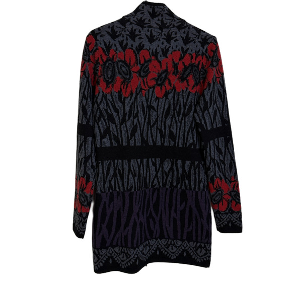 Icelandic Designs Cardigan Sweater Womens Small Wool Floral Gray Full Zip Knit * - Picture 10 of 10